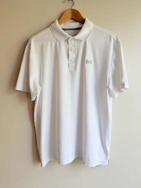 Under Armour Men's HeatGear Loose Performance Polo Shirt White Size Large